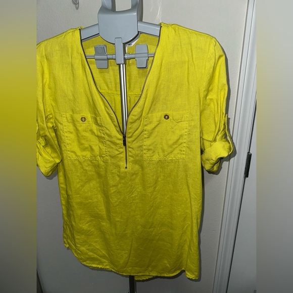 Ellen Tracy Women’s Bright Yellow Linen Tunic - Picture 1 of 5